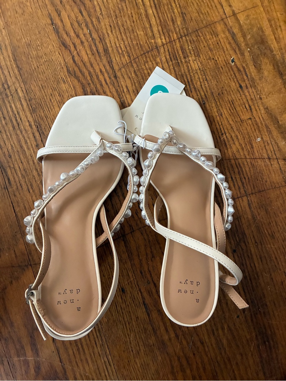 a new day Pearl-Strap Cream Women’s Sandals